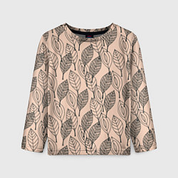 Детский лонгслив Листья штрихованные