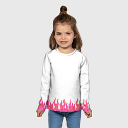 Лонгслив детский Розовые языки огня, цвет: 3D-принт — фото 2