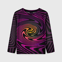 Лонгслив детский Бордово черный абстрактный узор спираль, цвет: 3D-принт