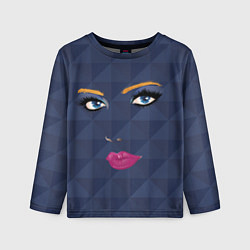 Лонгслив детский Женское лицо с голубыми глазами и розовыми губами, цвет: 3D-принт
