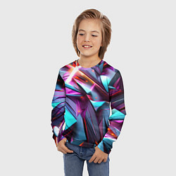 Лонгслив детский Осколки голубовато-металлические, цвет: 3D-принт — фото 2