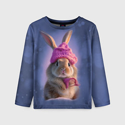 Лонгслив детский Ушастик в вязаной шапочке, цвет: 3D-принт