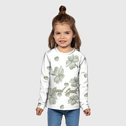 Лонгслив детский Четырехлистный клевер на удачу, цвет: 3D-принт — фото 2