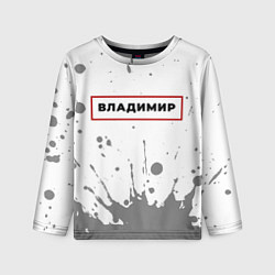Лонгслив детский Владимир - в красной рамке на светлом, цвет: 3D-принт