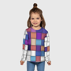 Лонгслив детский Геометрическое множество разноцветных квадратов, цвет: 3D-принт — фото 2