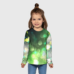 Лонгслив детский Неоновый зеленый блеск и черный фон, цвет: 3D-принт — фото 2