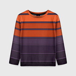 Лонгслив детский Полосатый фиолетово-оранжевый узор, цвет: 3D-принт