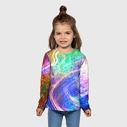 Лонгслив детский Абстрактные разноцветные молнии, цвет: 3D-принт — фото 2