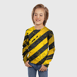 Лонгслив детский WARNING - желто-черные полосы, цвет: 3D-принт — фото 2