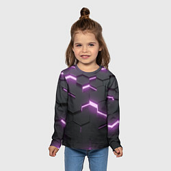 Лонгслив детский Абстрактные шестиугольники, цвет: 3D-принт — фото 2