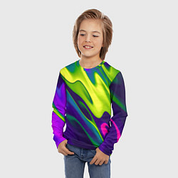 Лонгслив детский Сине-зелёное и фиолетовое абстрактное слияние, цвет: 3D-принт — фото 2