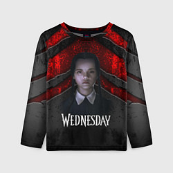 Детский лонгслив Wedneday black and red