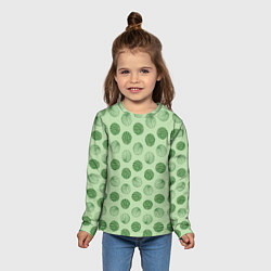 Лонгслив детский Узор из круглых арбузов на зеленом фоне, цвет: 3D-принт — фото 2