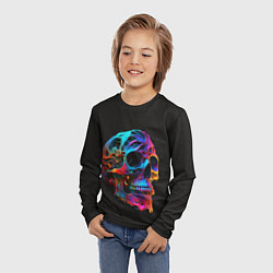 Лонгслив детский Неоновый череп, цвет: 3D-принт — фото 2