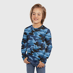 Лонгслив детский Сине-черный камуфляж, цвет: 3D-принт — фото 2