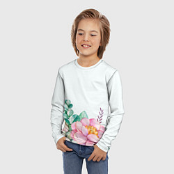 Лонгслив детский Цветы нарисованные акварелью - снизу, цвет: 3D-принт — фото 2