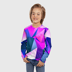 Лонгслив детский Neon blue polygons, цвет: 3D-принт — фото 2