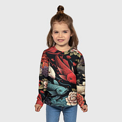 Лонгслив детский Узор с японскими карпами кои, цвет: 3D-принт — фото 2
