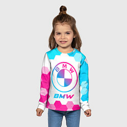 Лонгслив детский BMW neon gradient style, цвет: 3D-принт — фото 2