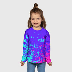 Лонгслив детский Counter Strike 2 - Неоновые Брызги, цвет: 3D-принт — фото 2