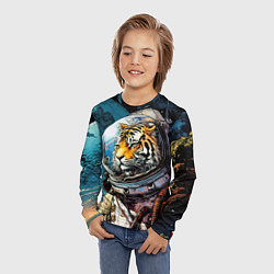 Лонгслив детский Тигр космонавт на далекой планете, цвет: 3D-принт — фото 2