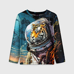 Лонгслив детский Тигр космонавт на далекой планете, цвет: 3D-принт