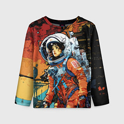 Лонгслив детский Девушка космонавт в фантастическом городе, цвет: 3D-принт
