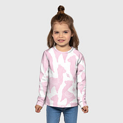 Лонгслив детский Розовые альпаки - паттерн, цвет: 3D-принт — фото 2