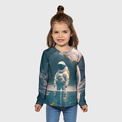 Лонгслив детский Космонавт в воде на другой планете, цвет: 3D-принт — фото 2