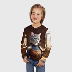 Лонгслив детский Средневековая кошка, цвет: 3D-принт — фото 2