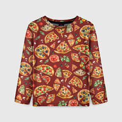 Детский лонгслив Кусочки пиццы ассорти - акварельный паттерн