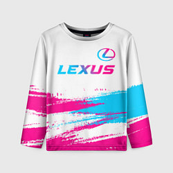 Лонгслив детский Lexus neon gradient style: символ сверху, цвет: 3D-принт