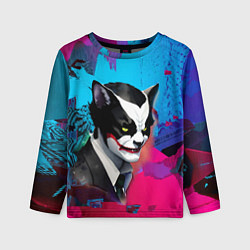 Детский лонгслив Dude-cat - neural network - pop art