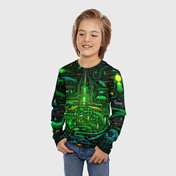 Лонгслив детский Психоделика в зеленом - нейронная сеть, цвет: 3D-принт — фото 2