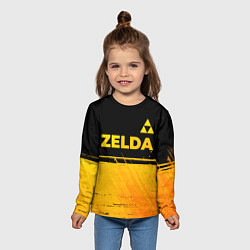 Лонгслив детский Zelda - gold gradient: символ сверху, цвет: 3D-принт — фото 2