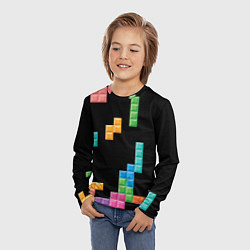 Лонгслив детский Тетрис падающие блоки, цвет: 3D-принт — фото 2