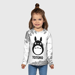 Лонгслив детский Totoro glitch на светлом фоне, цвет: 3D-принт — фото 2