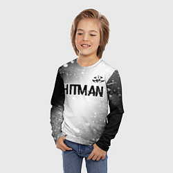 Лонгслив детский Hitman glitch на светлом фоне: символ сверху, цвет: 3D-принт — фото 2