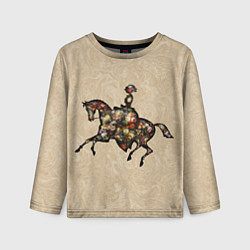 Лонгслив детский Ретро девушка на лошади и винтажные цветы, цвет: 3D-принт