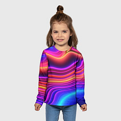 Лонгслив детский Яркие неоновые волны, цвет: 3D-принт — фото 2
