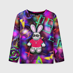 Лонгслив детский Кролик в футболке, цвет: 3D-принт