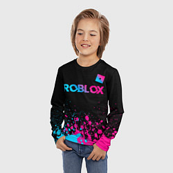 Лонгслив детский Roblox - neon gradient: символ сверху, цвет: 3D-принт — фото 2