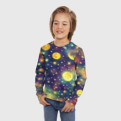 Лонгслив детский Космос, Луна и Солнце, цвет: 3D-принт — фото 2
