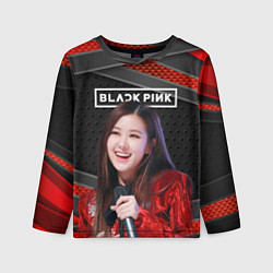 Лонгслив детский Rose Blackpink black red, цвет: 3D-принт