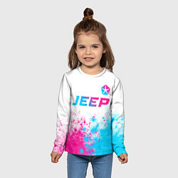 Лонгслив детский Jeep neon gradient style: символ сверху, цвет: 3D-принт — фото 2