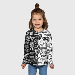 Лонгслив детский Логотипы лучших рок групп, цвет: 3D-принт — фото 2