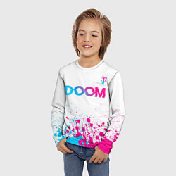 Лонгслив детский Doom neon gradient style: символ сверху, цвет: 3D-принт — фото 2