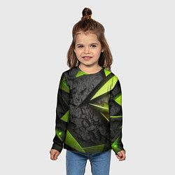 Лонгслив детский Зеленые абстрактные осколки, цвет: 3D-принт — фото 2