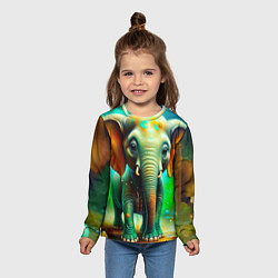 Лонгслив детский Слоненок симпатичный, цвет: 3D-принт — фото 2