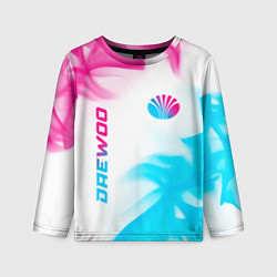 Лонгслив детский Daewoo neon gradient style: надпись, символ, цвет: 3D-принт